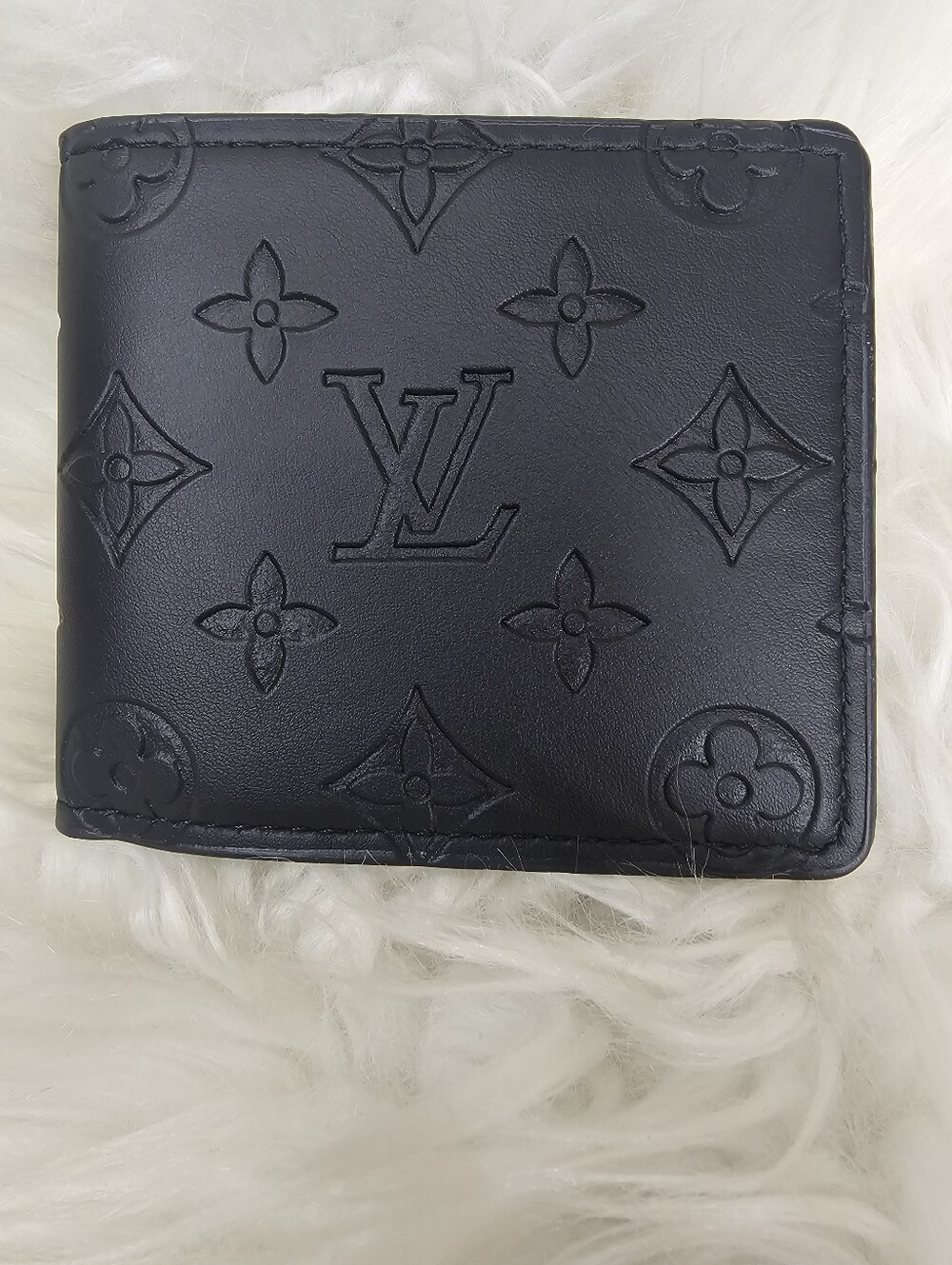 Black Embossed Leather Bifold Wallet